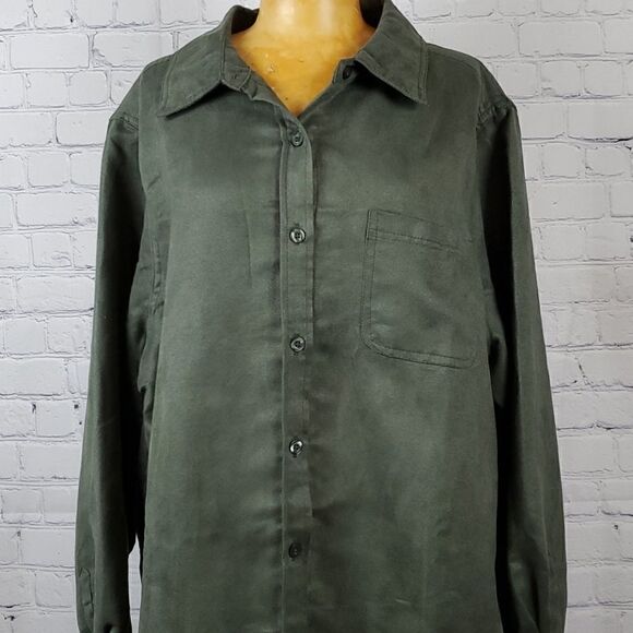 Woman Within Soft Suede Moleskin Shirt Sz 22/24 - Picture 2 of 14